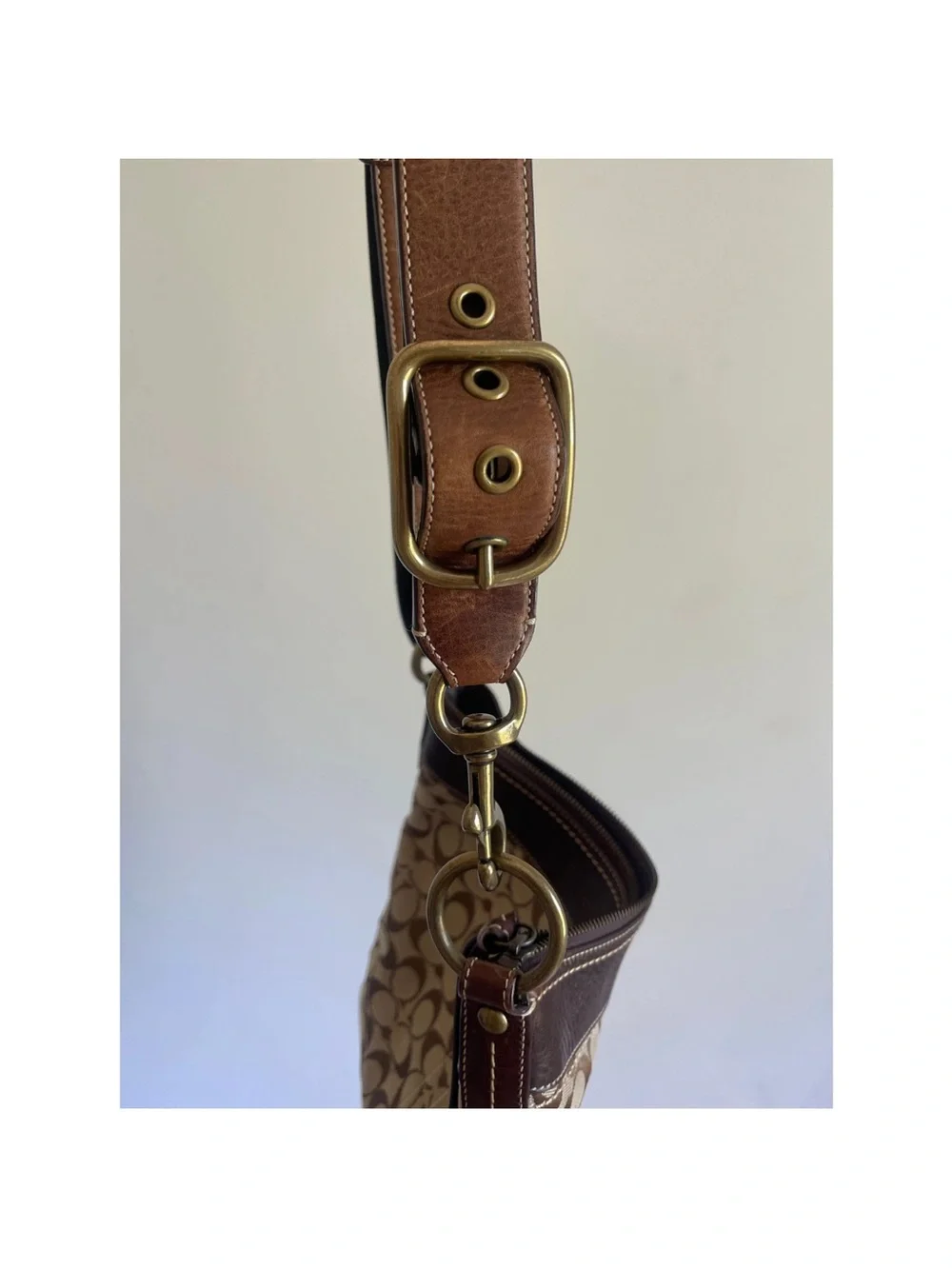 Coach Brown Signature Monogram Crossbody Shoulder Bag
